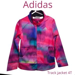 Adidas toddler full zip track jacket multi color pink purple blue girls 4T